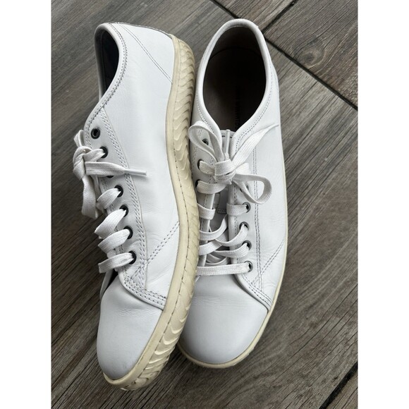 John Varvatos Mens White Leather Lace Up Sneakers Logo Accent US 10.5 M main image 6